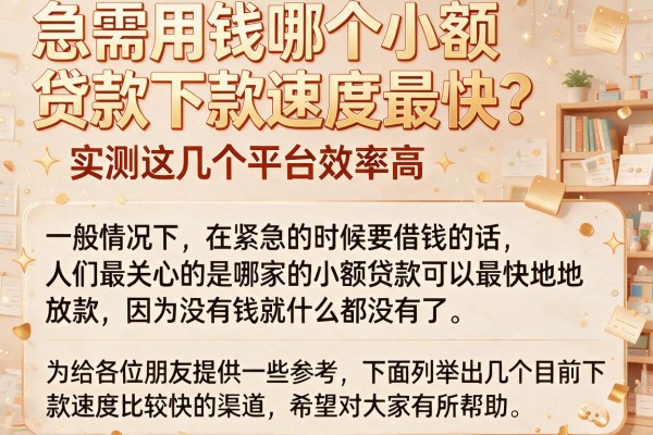 急需用钱哪个小额贷款下款速度最快？实测这几个平台效率高