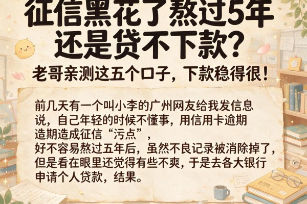 征信黑花了熬过5年还是贷不下款？老哥亲测这五个口子，下款稳得很！