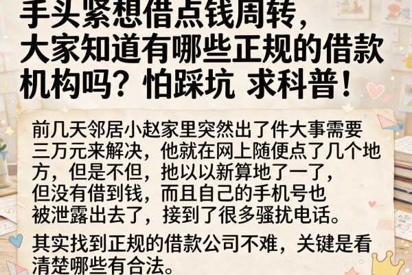 手头紧想借点钱周转，大家知道有哪些正规的借款机构吗？怕踩坑求科普！