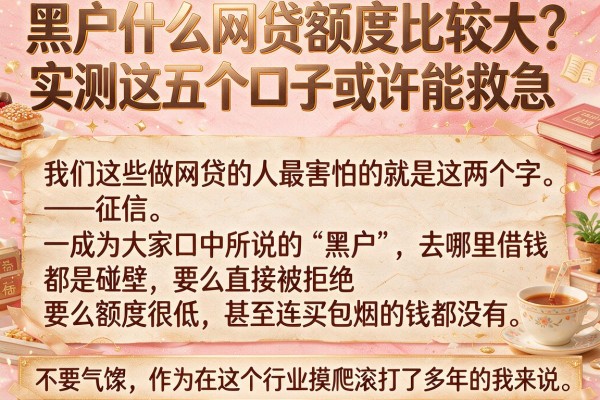 黑户什么网贷额度比较大？实测这五个口子或许能救急