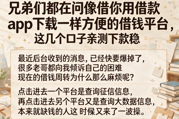 兄弟们都在问像借你用借款app下载一样方便的借钱平台，这几个口子亲测下款稳
