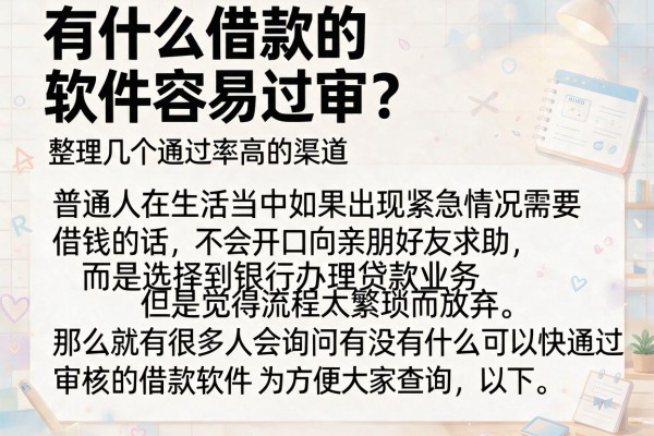 有什么借款的软件容易过审？整理几个通过率高的渠道