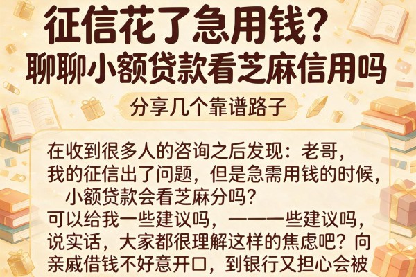 征信花了急用钱?聊聊小额贷款看芝麻信用吗,分享几个靠谱路子