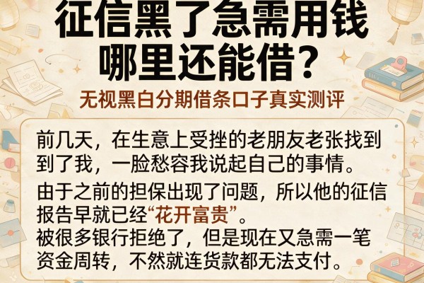征信黑了急需用钱哪里还能借？无视黑白分期借条口子真实测评