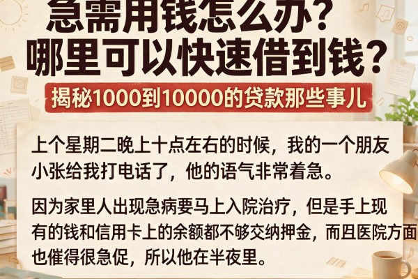 急需用钱怎么办？哪里可以快速借到钱？揭秘1000到10000的贷款那些事儿