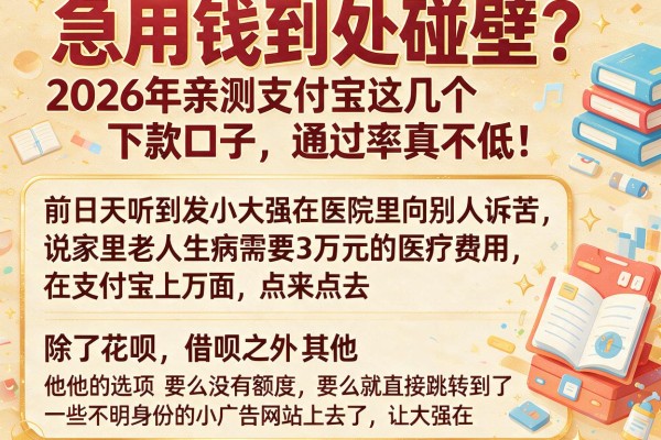 急用钱到处碰壁？2026年亲测支付宝这几个下款口子，通过率真不低！