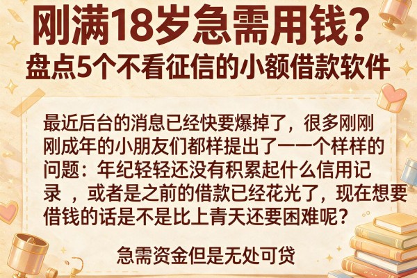 刚满18岁急需用钱？盘点5个不看征信的小额借款软件