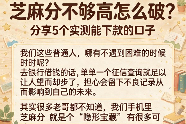 芝麻分不够高怎么破？分享5个实测能下款的口子