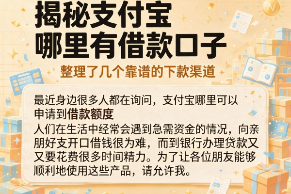 揭秘支付宝哪里有借款口子，整理了几个靠谱的下款渠道
