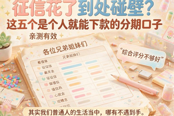 征信花了到处碰壁？这五个是个人就能下款的分期口子亲测有效