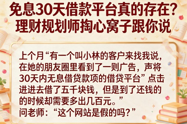 免息30天借款平台真的存在？理财规划师掏心窝子跟你说