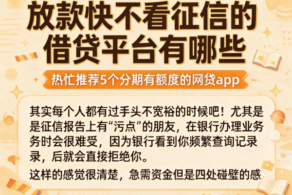 放款快不看征信的借贷平台有哪些,热忱推荐5个分期有额度的网贷app