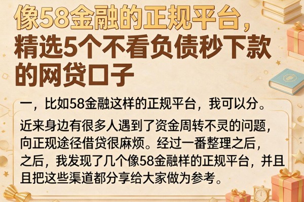像58金融的正规平台，精选5个不看负债秒下款的网贷口子