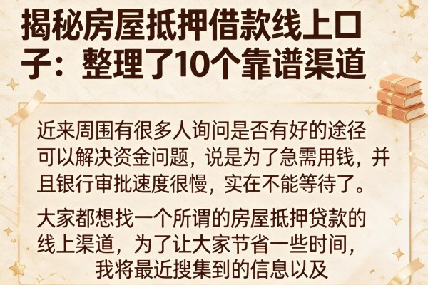 揭秘房屋抵押借款线上口子：整理了10个靠谱渠道