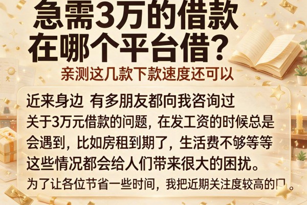 急需3万的借款在哪个平台借？亲测这几款下款速度还可以