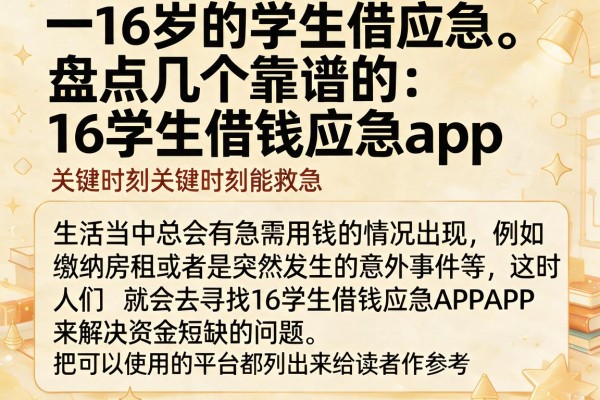 盘点几个靠谱的16学生借钱应急app，关键时刻能救急