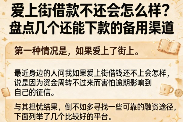 爱上街借款不还会怎么样？盘点几个还能下款的备用渠道