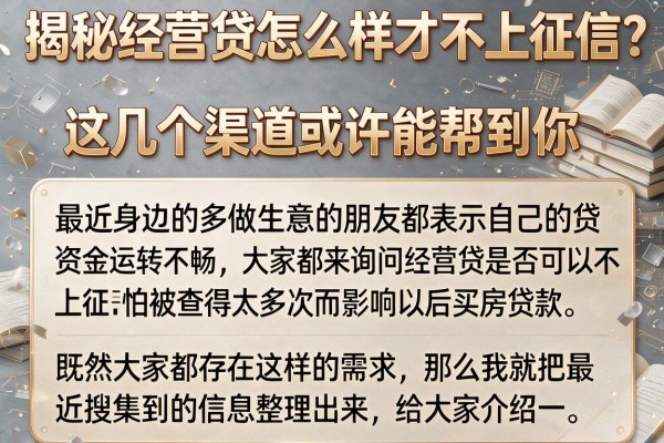 揭秘经营贷怎么样才不上征信,这几个渠道或许能帮到你