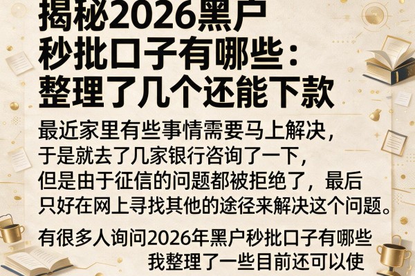 揭秘2026黑户秒批口子有哪些，整理了几个还能下款的