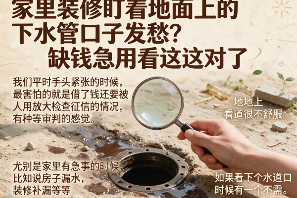 家里装修盯着地面上的下水管口子发愁？缺钱急用看这就对了