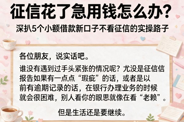 征信花了急用钱怎么办？深扒5个小额借款新口子不看征信的实操路子