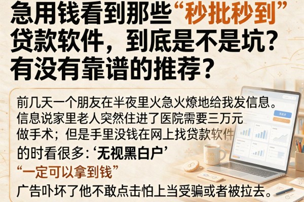 急用钱看到那些“秒批秒到”的贷款软件，到底是不是坑？有没有靠谱的推荐？