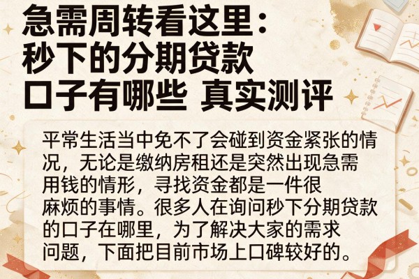 急需周转看这里：秒下的分期贷款口子有哪些真实测评