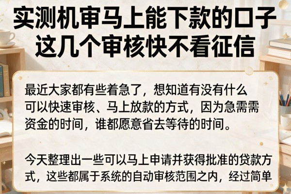 实测机审马上能下款的口子,这几个审核快不看征信