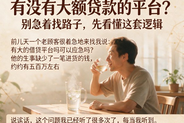 有没有大额贷款的平台？别急着找路子，先看懂这套逻辑