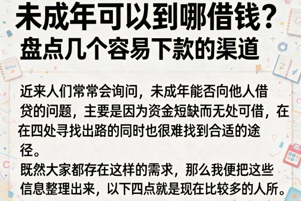 未成年可以到哪借钱?盘点几个容易下款的渠道