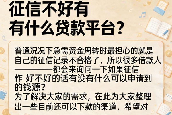 征信不好有什么贷款平台？整理了几个还能下款的渠道