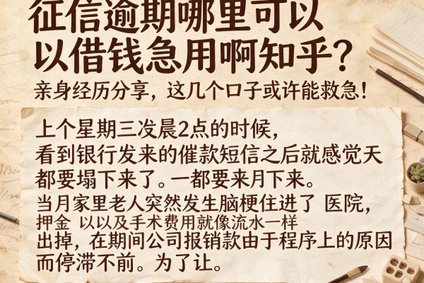 征信逾期哪里可以借钱急用啊知乎？亲身经历分享，这几个口子或许能救急！