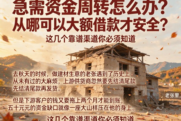 急需资金周转怎么办？从哪可以大额借款才安全？这几个靠谱渠道你必须知道