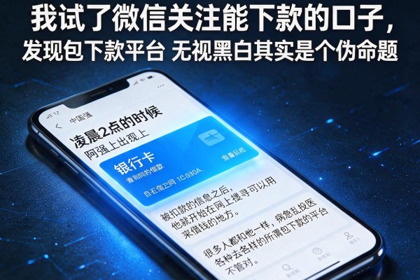 我试了微信关注能下款的口子，发现包下款平台无视黑白其实是个伪命题
