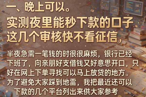 实测夜里能秒下款的口子，这几个审核快不看征信