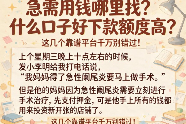 急需用钱哪里找？什么口子好下款额度高？这几个靠谱平台千万别错过！