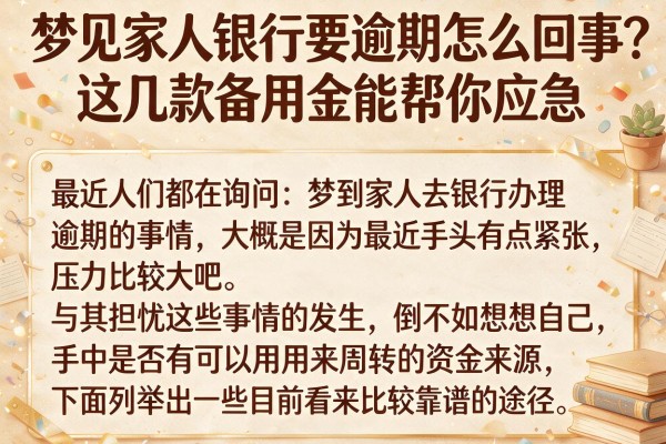 梦见家人银行要逾期怎么回事？这几款备用金能帮你应急