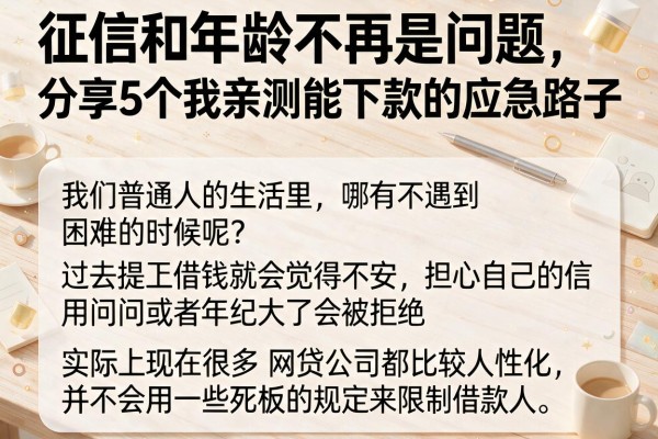征信和年龄不再是问题,分享5个我亲测能下款的应急路子