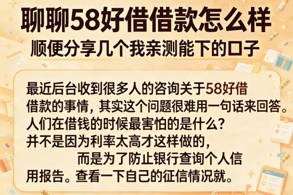 聊聊58好借借款怎么样，顺便分享几个我亲测能下的口子