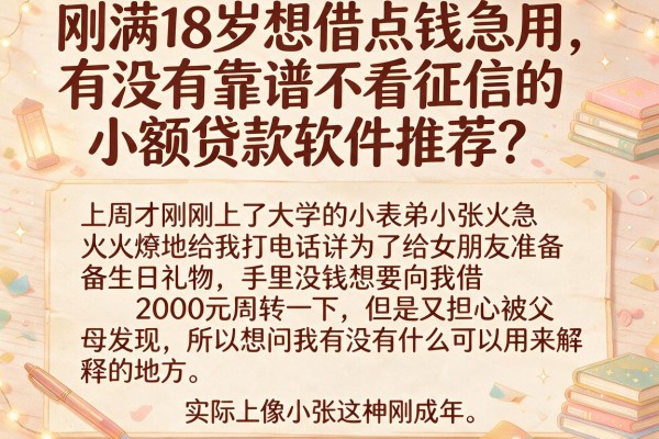 刚满18岁想借点钱急用，有没有靠谱不看征信的小额贷款软件推荐？