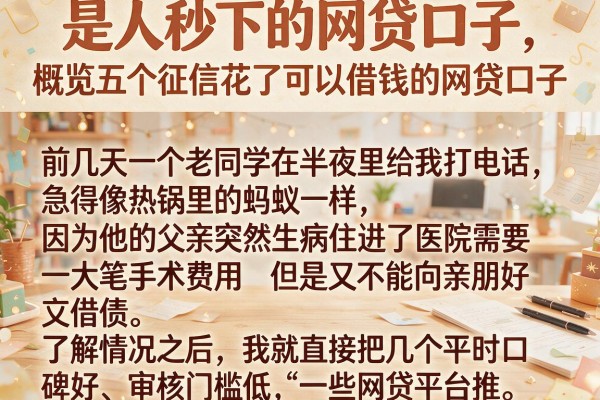 是人秒下的网贷口子，概览五个征信花了可以借钱的网贷口子