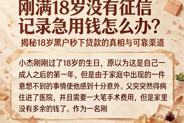 刚满18岁没有征信记录急用钱怎么办？揭秘18岁黑户秒下贷款的真相与可靠渠道