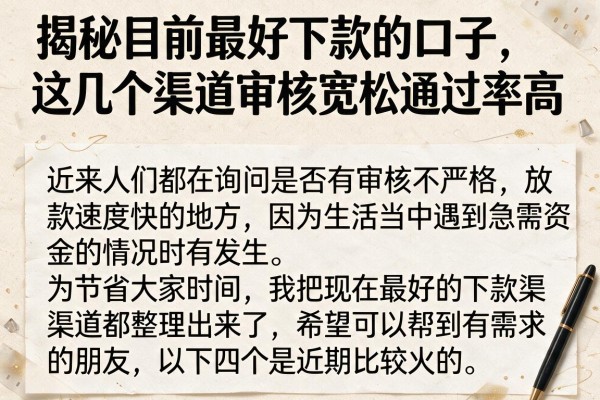 揭秘目前最好下款的口子，这几个渠道审核宽松通过率高