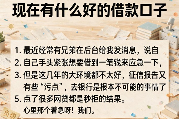 现在有什么好的借款口子，条列5个不看负债的网贷口子