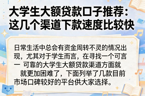 大学生大额贷款口子推荐：这几个渠道下款速度比较快