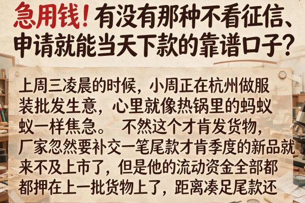 急用钱！有没有那种不看征信、申请就能当天下款的靠谱口子？