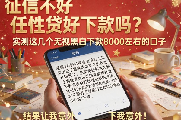 征信不好任性贷好下款吗？实测这几个无视黑白下款8000左右的口子，结果让我意外