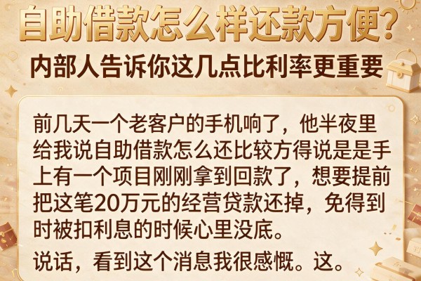 自助借款怎么样还款方便?内部人告诉你这几点比利率更重要