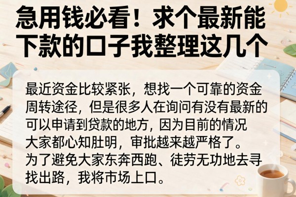 急用钱必看：求个最新能下款的口子我整理这几个