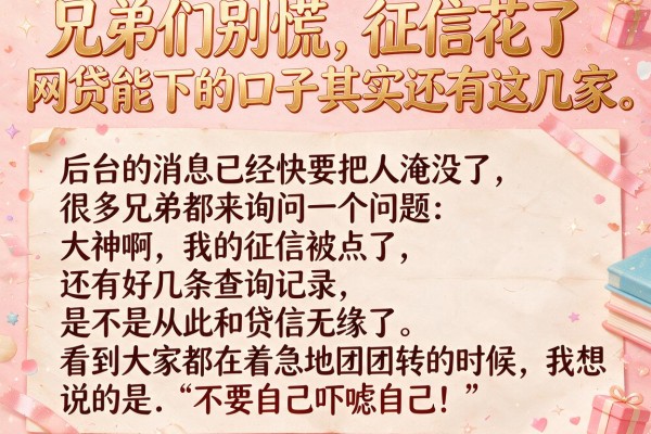 兄弟们别慌，征信花了网贷能下的口子其实还有这几家